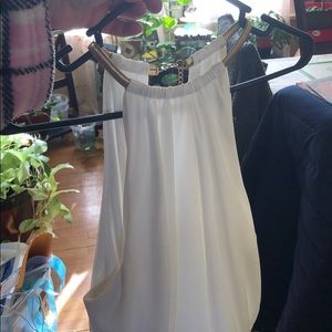 White evening gown gold flecks